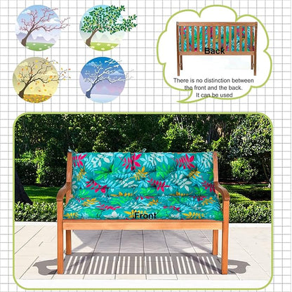 Replacement Cushion for Swings, Waterproof Porch Swing Cushion, 2-3 Seat Replacement Swing Seat Cushion with Backrest and Ties for Patio Backyard Porch Garden(Flower Color 40 * 60 in)