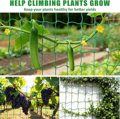 6.6x32.8FT Trellis Netting for Climbing Plants,Trellis Netting with Plant Clips, Heavy-Duty PE Trellis Net for Cucumber, Tomato, Vegetables, Fruits, Sweet Pea Plants