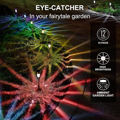 Dream Master Solar Lights Outdoor Waterproof, Stainless Steel LED Landscape Lighting, Solar Garden Lights, Outdoor Decorations for Yard, Pathway, Walkway, Patio, Lawn - 12 Pack (Multicolor)