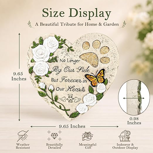 GIGALUMI Garden 10" Stepping Stones Outdoor, Dog Memorial Garden Stones, Hand Print Garden Decorations Walkway, Round Sympathy Gifts for Loss of Loved One, Gifts for Pet Lovers