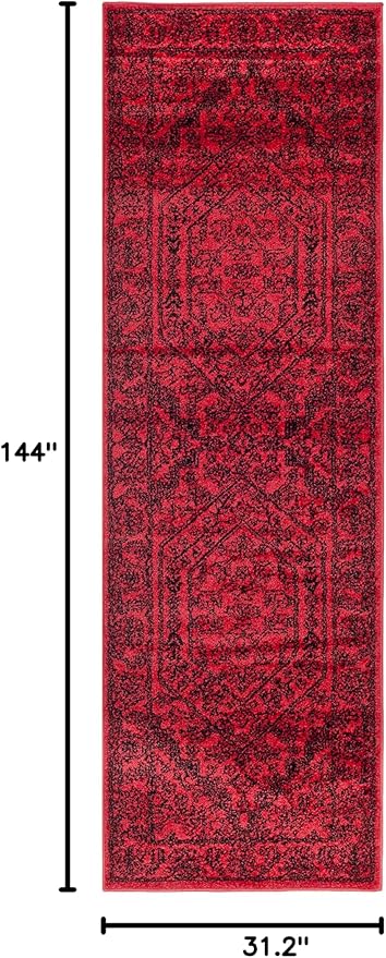 SAFAVIEH Adirondack Collection Runner Rug - 2'6" x 12', Red & Black, Oriental Medallion Design, Non-Shedding & Easy Care, Ideal for High Traffic Areas in Living Room, Bedroom (ADR108F)