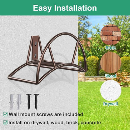 TomCare Garden Hose Holder Heavy Duty Water Hose Holder Wall Mount Holds 150 FT Hoses Hose Hanger Decorative Durable Garden Hose Storage Hose Reel Hose Stand Hose Holders for Outside Yard, Bronze