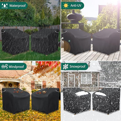 AKEfit Patio Chair Covers for Outdoor Furniture Waterproof 2 Pack,Heavy Duty Outdoor Chair Covers Waterproof for Lawn Lounge Seat, Wicker, Adirondack&Rocking Chairs,Black-36Wx37Dx36H inches