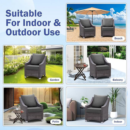 IASEAHK Outdoor Seat Cushion Set, Waterproof & Fade Resistant Patio Chair Cushions, Outdoors Cushion for Patio Furniture, 24 x 24 x 5.75 Inch, Outdoor Couch Cushions with Handle and Ties, Dark Grey