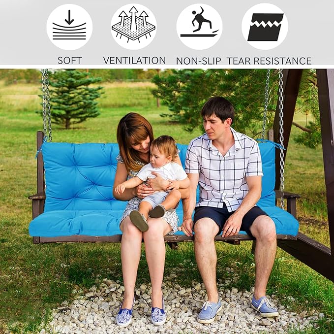 Replacement Cushions for Swing, Swing Cushions 3 Seater Replacement, Waterproof Thicken Washable Pad Cushion for Outdoor Indoor Furniture Swing Patio (Sky Blue, 40x71 inch)
