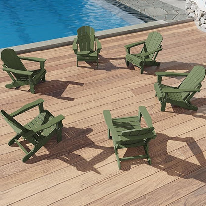 SERWALL Adirondack Chair Set of 6 for Patio Garden Outdoors Fire Pit- Army