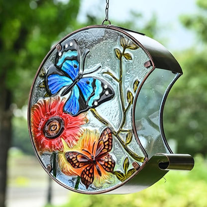 TERESA'S COLLECTIONS Solar Lantern for Outdoor,45 Ounces Metal Glass Bird Feeder with Solar Outdoor Lights,Waterproof Hanging Hummingbird Wild Birdfeeder for Garden Yard Lawn Decor, Decor