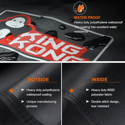 Kingkong Gas Grill Cover | Fits Weber Genesis E & S Series, Char-Broil 4 Burner | Includes Grill Brush, Tongs & Thermometer