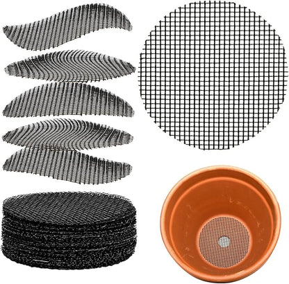 50 Plant Pots Hole Mesh Pad - MAQIHAN Flower Pot Mesh Mat Terrarium Potting Eye Mesh Mats Pot Substrate Barrier 2 Inch Net Bonsai Gardening Grid Ceramic Drainage Hole Mesh Screen Prevent Soil Leaking
