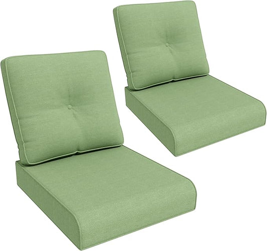 Outdoor Chair Cushions Set for Patio Furniture, 22x25/22x24 Inch, Waterproof & Fade Resistant Patio Chair Cushions, Thick Patio Furniture Cushion for Chair, Sofa, and Couch (Green, 2 Set)