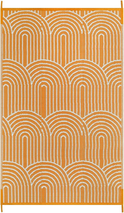 Anidaroel Outdoor Rug 5’x8’ Waterproof, Reversible Rainbow Outdoor Plastic Straw Outside Area Rug, RV Camping Rug for Porch, Balcony, Backyard, Camper, Pool Deck (Orange,5‘x8')
