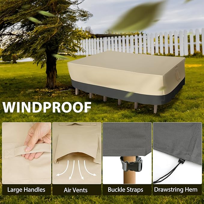 Patio Furniture Covers Waterproof Heavy Duty, 126"x126"x28" Extra Large Outdoor Dining Table and Chair Covers/ Waterproof UV Snow Resistant/ General Purpose Outside Sectional Sofa Set Covers