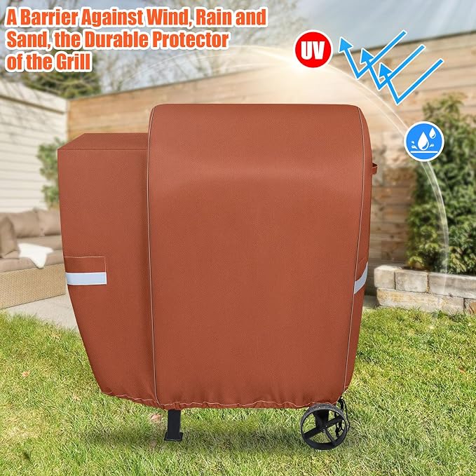 73700 Grill Cover for Pit Boss 700FB, Lexington 540 and Lexington 500, Classic 700 Wood Pellet Grills, 600D Waterproof Fade Resistant BBQ Grill Cover with Elastic Drawstrings, Brown