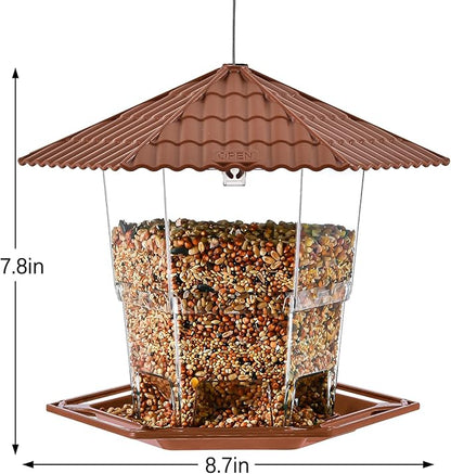Jealoeur Bird Feeders for Outdoors Hanging Bird Feeder Wild Birds Seed, Brown 2 Pack B
