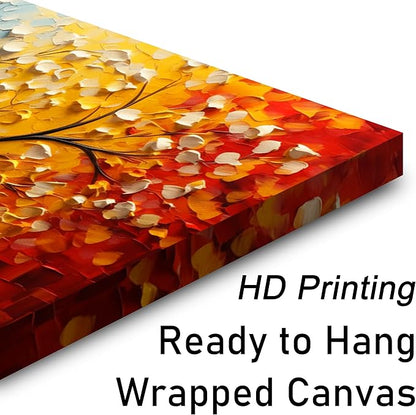 Colorful Tree of Life Wall Art for Living Room Blue and Orange Tree Picture Large Artwork Office Bedroom Canvas Prints Size 24x48