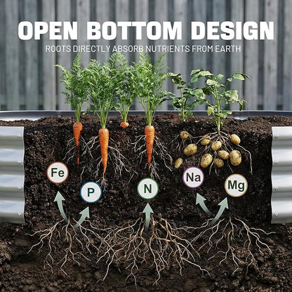 AHEONLAR 3 Pack 6×3×1ft Galvanized Raised Garden Bed, Oval Metal Garden Bed Planter Boxes Outdoor, Durable Raised Garden Beds Outdoor for Vegetables, Flowers, Silver