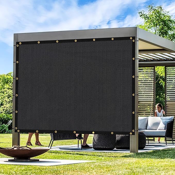 Artpuch Outdoor Pergola Shade Cover 14x22 FT Sun Shade Cloth with Grommets Black 90% UV Protection Canopy Patio Privacy Screen (Customized Available)
