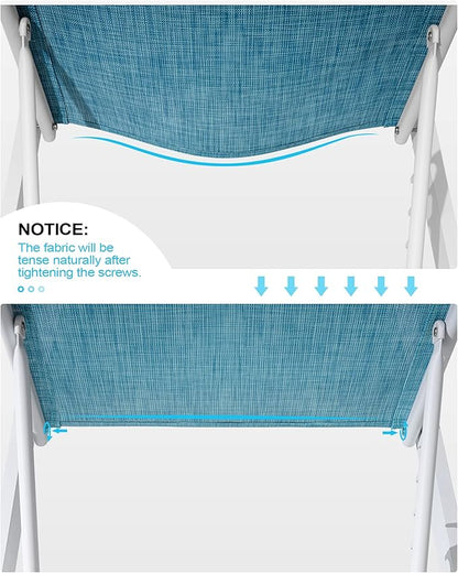 Crestlive Products Lounge Chair Outdoor Set of 2, Aluminum Pool Chaise Lounge Chairs, Adjustable Five-Position Tanning Recliner, All Weather for Patio, Beach, Yard, Pool (Blue)