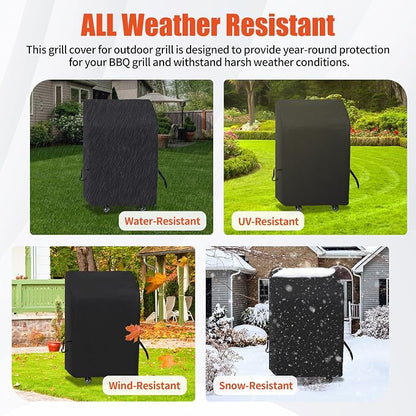 iCOVER Small Grill Cover - 30 inch Two Burner BBQ Gas Grills Covers 600D Heavy Duty Waterproof, Fits Weber/Char-Broil/Brinkmann/Nexgrill/Jenn Air/Pit Boss 3 Series with Collapsed Side Tables