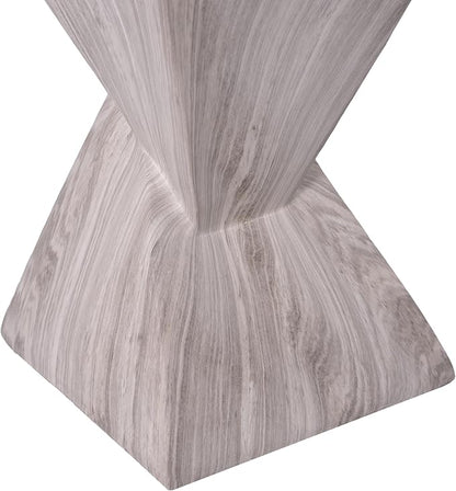 Christopher Knight Home 18.5 Inch Modern Outdoor Faux Concrete Side Table, Patio End Table with Sculptural Fluted Geometric Design, Accent Table for Garden Balcony Poolside