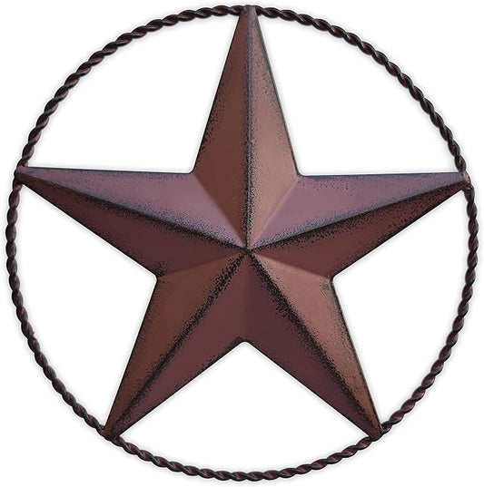 JoyEvy 6.5" Red Metal Barn Star Wall Décor - Wall Art for Farmhouse, Western, Rustic Homes - Outside or Inside of House Decorations