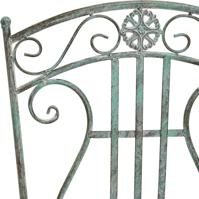 SAFAVIEH Outdoor Collection Semly Victorian Antique Dark Green Wrought Iron 3-Piece Bistro Set