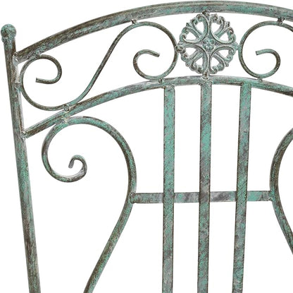 SAFAVIEH Outdoor Collection Semly Victorian Antique Dark Green Wrought Iron 3-Piece Bistro Set
