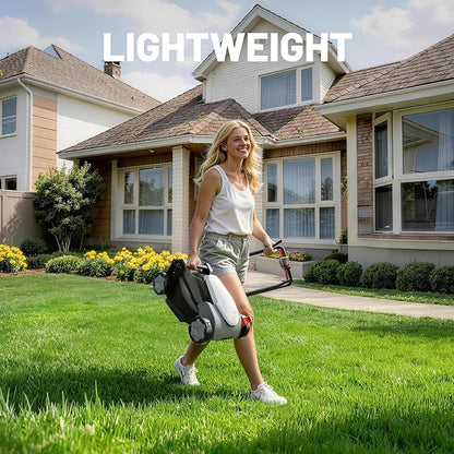 Litheli 14 Inch Battery Lawn Mower, Lightweight Push Mower with 5.0Ah Battery, Easy-Start Cordless Grass Cutter for Small Yards