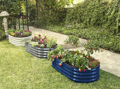 Plant & Plot Galvanized Raised Garden Beds Outdoor // 4×2×1 ft Planter Raised Beds for Gardening, Vegetables, Flowers // Large Metal Garden Box (Navy) // Patented Tool-Free Design