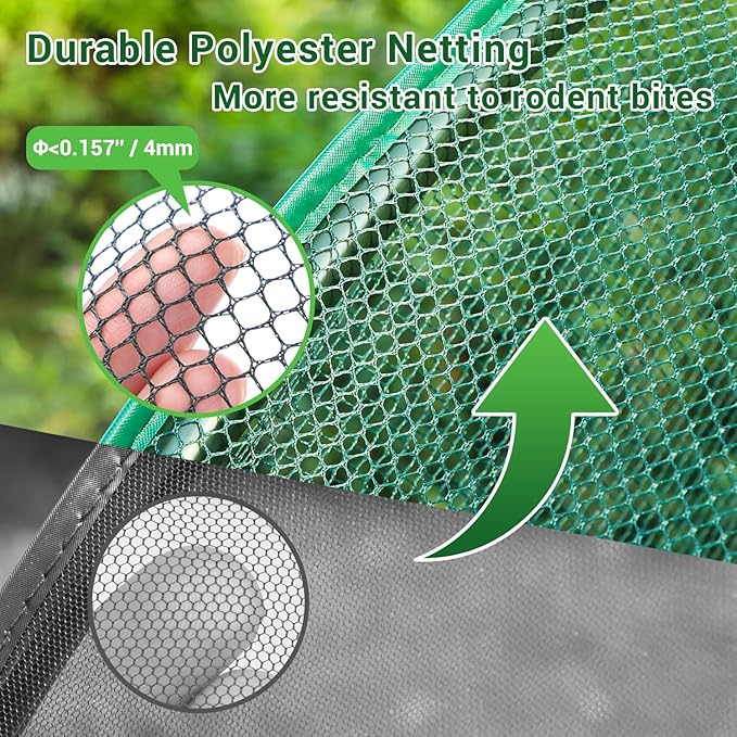 Ohuhu Crop Cages for Garden Plant: 6x3x5 Ft Tent Cage, Plant Netting Cover with Zipper, Garden Bed Cover, Plant Cover from Animal Wind-Resistant Garden Cage for Fruit Vegetable Flower