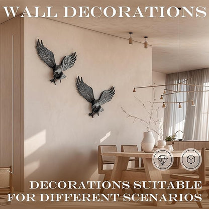 Linton Arts Metal Eagle Wall Decor – Cast Iron Patriotic Decoration Wall Art for Outdoor & Indoor, American Eagle Wall Hanging for Home, Garden, Patio, Door,Garage Decoration