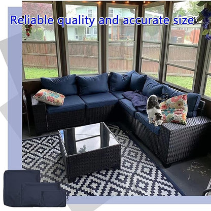 14 Pcs Outdoor Cushion Slipcovers Outdoor Patio Cushion Covers Replacement Waterproof with Zipper for Outdoor Furniture, Patio Sofa Couch 3 Sizes, Covers Only