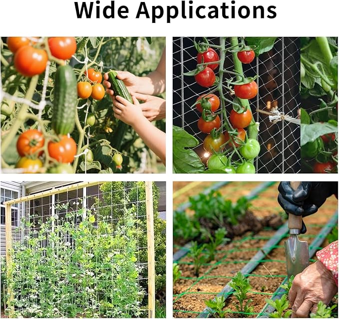 Mellbree Trellis Netting for Climbing Plants, 16.4x6.6FT 2Packs Heavy Duty Trellis Net for Climbing Plants Outdoor, Cucumber, Tomatoes, Peas, Vegetable and Vine