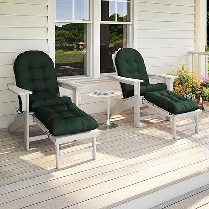 Adirondack Chair Cushion with Ottoman, Folding Adjustable Adirondack Seat Cushions, Waterproof Adirondack Patio Chair Pads for Garden, Deck, or Poolside, Small-Dark Green-2