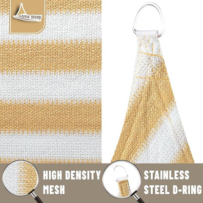 LOVE STORY 16' x 16' x 22' Right Triangle Sun Shade Sail Sunshade Sail UV Block for Patio Garden, Yellow-White