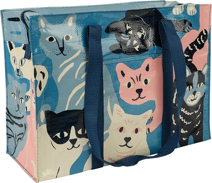 Blue Q Reusable Shoulder Tote Bag – Carry Everywhere Bag with a Hefty Zipper, Durable, Fun Design, 95% Recycled Material