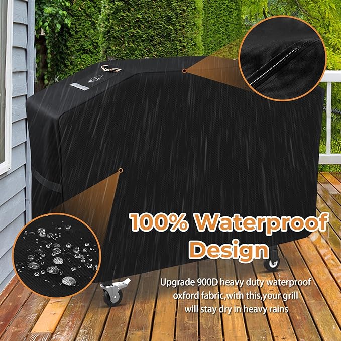 PasWith Griddle Cover for Blackstone 28 inch Griddle with Hood,Upgraded Rip-Proof & Waterproof Windproof 900D 5483 Grill Cover for Blackstone 2 Burner Griddle with Strap and Air Vent