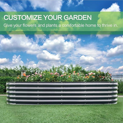 Gardmax Galvanized Raised Garden Bed, Lightweight Planter Boxes Outdoor with Easy Assembly, Large Garden Bed for Vegetables, Fruits, Flower Dark Grey 8x2x1.5 FT