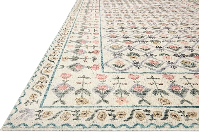 Loloi Rifle Paper Co. Eden Collection EDE-03 Lattice Ivory 2'-3" x 3'-9" Accent Rug feat. CloudPile™