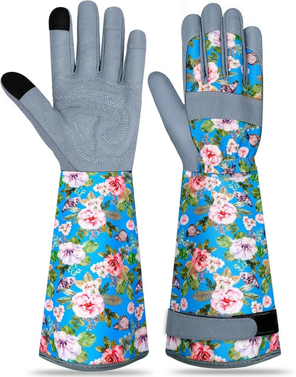 Long Gardening Gloves for Women Thorn Proof Leather Garden Gloves Breathable Working Gloves for Women Yard Outdoor
