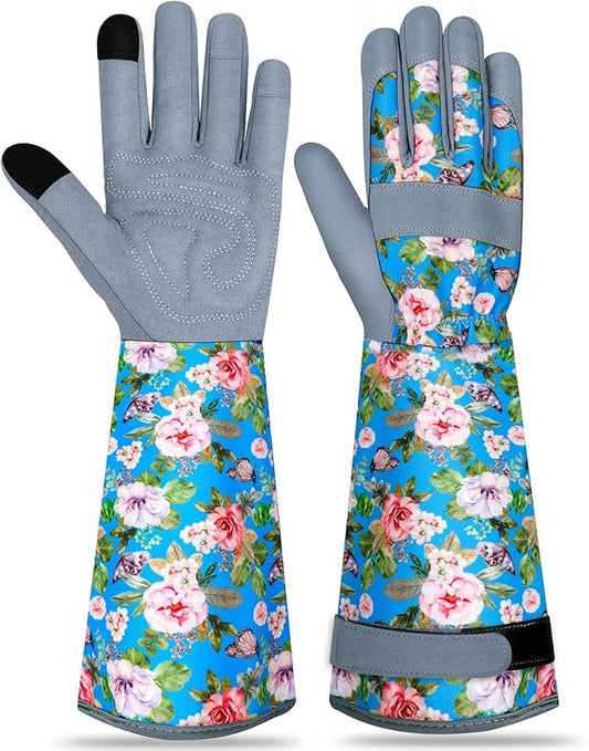 Long Gardening Gloves for Women Thorn Proof Leather Garden Gloves Breathable Working Gloves for Women Yard Outdoor