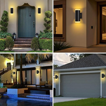 Dusk to Dawn Outdoor Lighting, ZUUKOLE Waterproof Exterior Wall Lantern, Anti-Rust Aluminum Wall Mount Lighting Cylinder Design – Up Down Lights Outdoor for Porch, Patio or Garage, 2 Pack