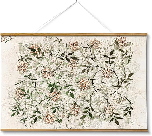 VIYYIEA Extra Large Size Canvas Wall Art, 36x54 Inch Vintage Botanical Hanging Scroll Painting with Wildflower Pattern, Rustic Floral Wall Decor for Living Room, Bedroom, or Entryway