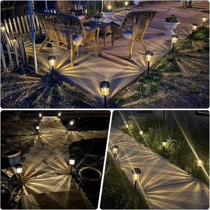 XMCOSY+ Solar Pathway Lights 6 Pack, Bright 20 Lumens Solar Garden Lights, Auto On/Off 10 Hours with Metal Glass Solar Powered, Waterproof Landscape Lights for Outside Yard Walkway Driveway Lawn