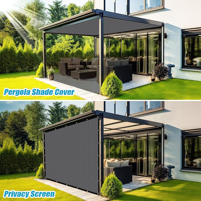 Amagenix 90% Shade Fabric 15'X 23' Light Gray Sun Shade Cloth with Grommets for Pergola Replacement Shade Cover Canopy, Heavy Duty, Cable Zip Ties Included (We Customized)