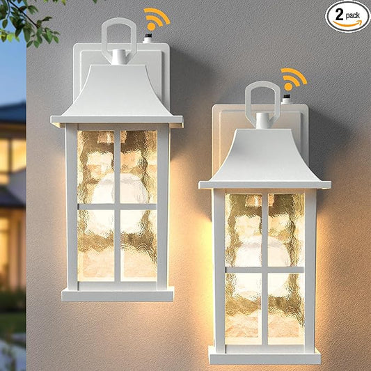 Modern Outdoor Wall Lights 2 Pack, Aluminium Dusk to Dawn Outdoor Lighting, Exterior Wall Lantern Waterproof Porch Light, Outside Light for House, Garage, Patio, White