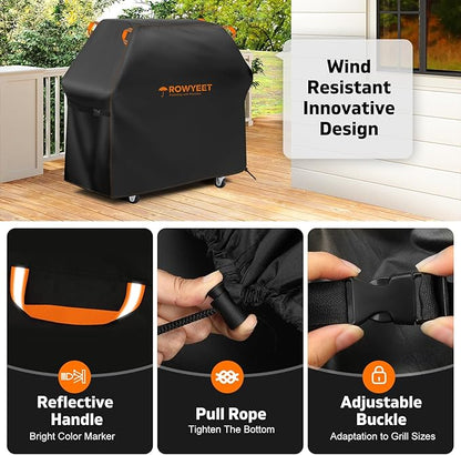 Grill Cover for Outdoor Grill, Universal Fit Oxford Waterproof BBQ Cover for Outside, Anti-UV Barbecue Gas Cover with Adjustable Hem for Weber, Nexgrill, Expert Grill and More (49" - 52")