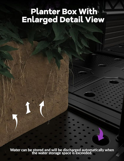DEXSO The Elevated Garden System - 3PCS Premium Planter Box Kit w/Architectural Trellis, Raised Bed Vertical Growing Solution for Climbing Vines & Herbs, Patio Privacy Screen, Backyard Decor