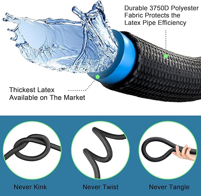 100 ft Expandable Garden Hose, New Flexible Expanding Hose with 10-Function Spray Nozzle, 3/4" Brass Fittings Leakproof Design, Retractable Latex Core, All New 2026 Expandable Water Hose
