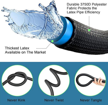 100 ft Expandable Garden Hose, New Flexible Expanding Hose with 10-Function Spray Nozzle, 3/4" Brass Fittings Leakproof Design, Retractable Latex Core, All New 2026 Expandable Water Hose